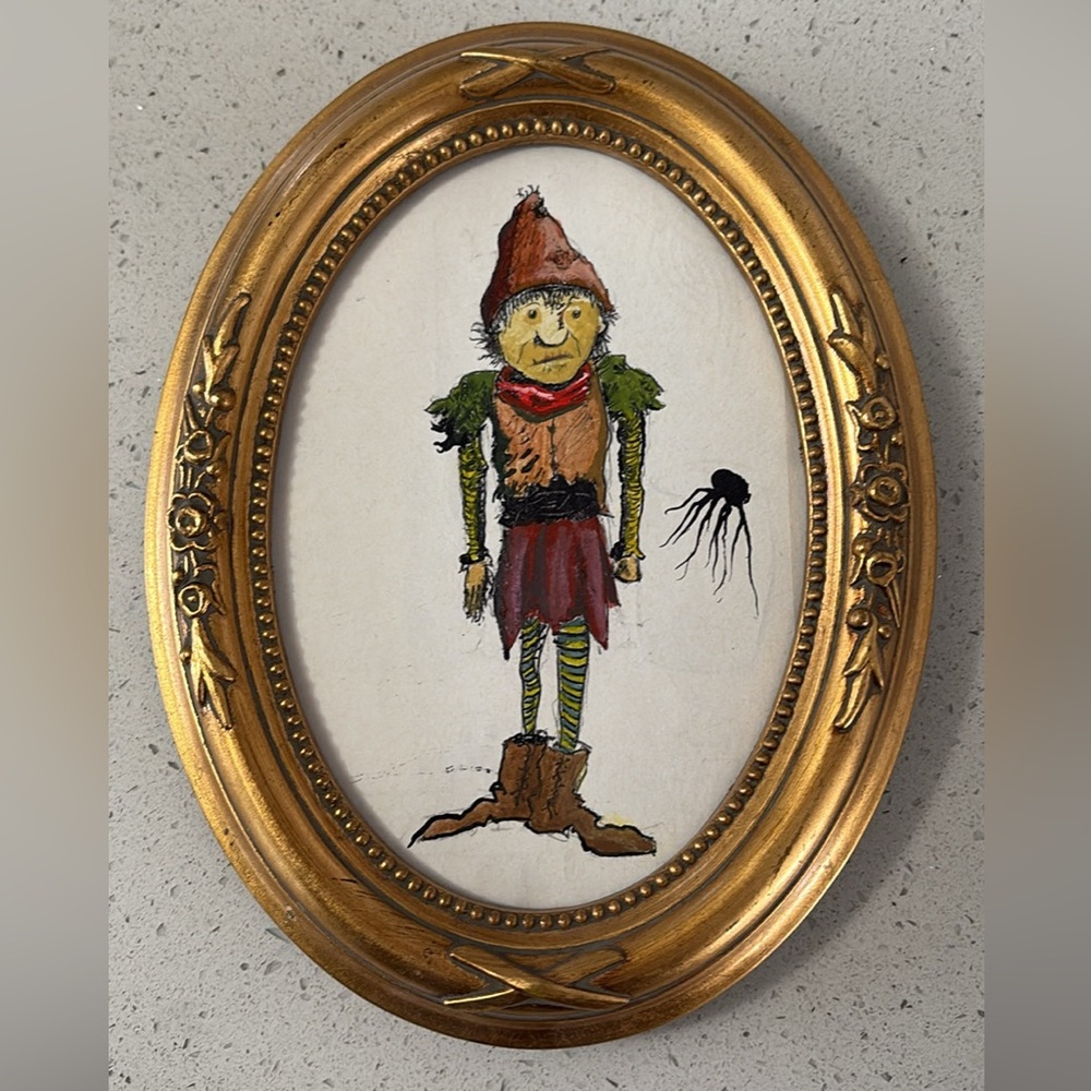 Illustration in Gold Oval Frame